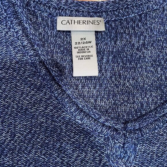 Catherines Sweater Blue Mid Cable Knit Light Flowy 3/4 Sweater Size 2X - Picture 6 of 8